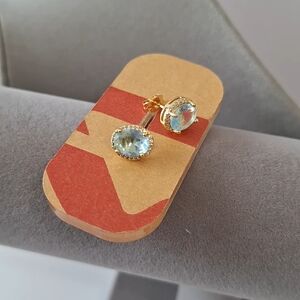 Aquamarine oval shape stud earrings